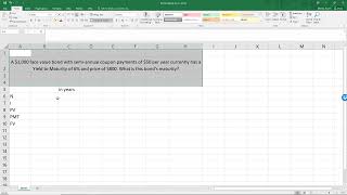 Solving Bond Maturity In Excel [upl. by Rases146]