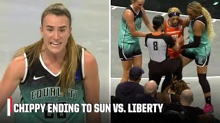 3 technical fouls called in final minute of Sun vs Liberty  WNBA on ESPN [upl. by Ahsinirt]