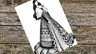 Mandala Dress  Mandala Art for beginners  Zentangle Art [upl. by Reichel]