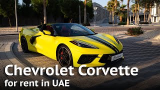 Chevrolet Corvette Yellow for rent in Dubai [upl. by Slotnick]