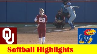 1 Oklahoma vs 24 Kansas Softball Game 1 Highlights March 28 2024 [upl. by Ayerim]