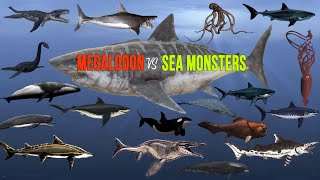 OCEAN MONSTERS  Ancient Predator Showdown Megalodon vs Other Sea Giants [upl. by Elvah574]