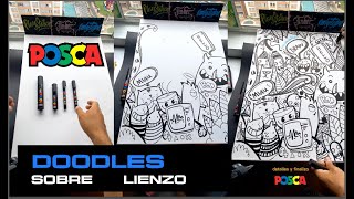 Como realizar un cuadro sobre lienzo con doodles y marcadores POSCA [upl. by Cletus]