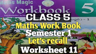 CLASS 5MATHEMATICSWORKSHEET 11LETS RECALLSEMESTER 1 [upl. by Gena]