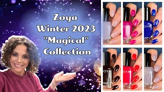 New Zoya WinterHoliday 2023 quotMagicalquot Nail Polish Collection  Review with comparisons [upl. by Annirac485]