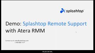 Splashtop Remote Support with Atera RMM Demo [upl. by Savart]