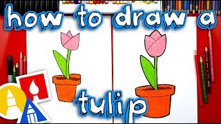 How To Draw A Tulip In A Pot  Plant A Flower Day [upl. by Sileas]