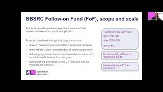 BBSRC Followon Fund Applicant webinar 2023 [upl. by Alf]