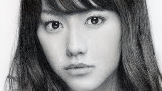 鉛筆画 桐谷美玲 完成までの一部始終 動画 早送り  Pencil drawing Mirei Kiritani Portrait How To Draw [upl. by Maag]