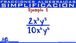 Simplificación de fracciones algebraicas  Ejemplo 1 [upl. by Inalej457]