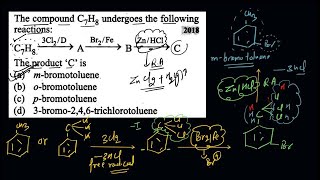 The compound C7H8 undergoes the following reactions the product C is [upl. by Irollam285]