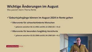 Wichtige Änderungen für Rentner im August 2024 [upl. by Alemrac299]