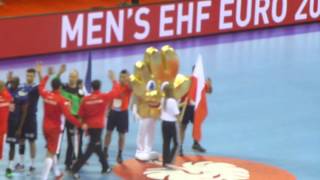 ehf euro 2016 France vs Poland Polish team welcome  DynekTV [upl. by Ellehcar]