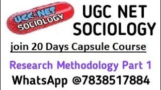 Research Methodology UGC NET SOCIOLOGY REVISION 20 DAY Cours [upl. by Onateyac]