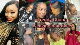 Trendy Ghana weaving hairstyles for black women  cute braids hairstyles 2024  Cornrows styles [upl. by Buine]