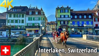 Interlaken Switzerland Walking Tour 4K 60fps 🇨🇭  A beautiful Swiss town [upl. by Lamaaj827]