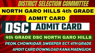 DISTRICT SELECTION COMMITTEE NORTH GARO HILLS 4TH GRADE ADMIT CARD MANENGJOK ARO POREKANI NIAMRANG [upl. by Battat289]