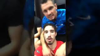 Lovren and Vrsaljko live after Croatia won against England [upl. by Arbrab114]