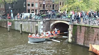 Grachtenrace Amsterdam 2019 doorkomst Brouwersgracht  Papiermolensluis  Pastoorsbrug [upl. by Ahsenroc803]