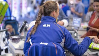 The Real Reason Aldi Cashiers Sit Behind The Register [upl. by Elpmid]