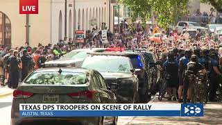 VIDEO Texas DPS troopers on scene of rally at UT Austin [upl. by Irved]