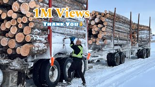 🇵🇭🇨🇦A Day In The Life Of A Log Truck Driver In The Icy Mountains A 13 Hours JourneyLogging Trucks [upl. by Yenaj728]