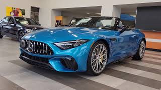 MercedesBenz AMG SL 55 Roadster 2023 in Hyper Blue Metallic with Sage GrayBlack Interior [upl. by Isoj]