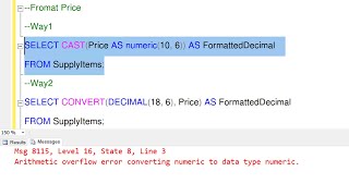 Fix SQL Server Query  Arithmetic overflow error converting numeric to data type numeric [upl. by Walczak248]