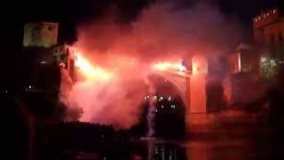 Mostar Bridge night dive with torches SPECTACULAR [upl. by Isaac]