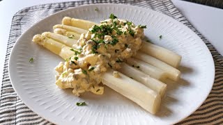 Asperges blanches avec sauce à lœuf dur  Asperges vapeur amp sauce printanière  Recette  277 [upl. by Falo]