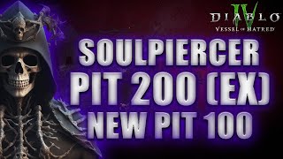 S6 PTR Soulpiercer PIT 100 S5 PIT 200 Clear  Diablo 4 Necromancer Season 6 Build skulm diablo4 [upl. by Ibok72]