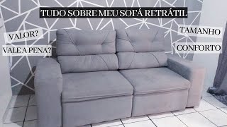 SOFÁ RETRATIL 3 LUGARES  VALE A PENA COMPRAR  TUDO SOBRE MEU SOFÁ [upl. by Ikilisav]