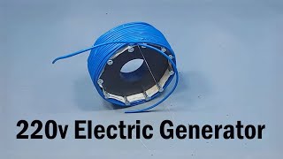 I make 220v Electric Generator from a Motor with Coil [upl. by Anaili763]