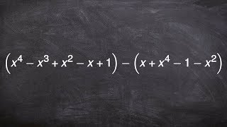 Find the difference between 2 polynomials by rewriting as addition problem by distributing [upl. by Olaf174]