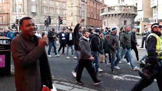 Lazio fans passing Valdoro at Glasgow Cross enroute to Celtic park [upl. by Austina]