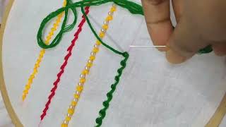 Most viral scroll stitch  Amazing embroidery border design [upl. by Neve177]