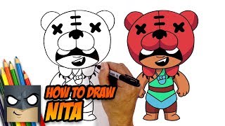 How to Draw Brawl Stars  NITA  StepbyStep Tutorial [upl. by Perot988]