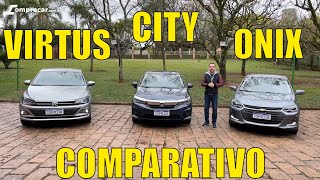 Comparativo Honda City x Chevrolet Onix Plus x Volkswagen Virtus [upl. by Greenquist]