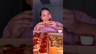 little caesars mukbang🍕🧡 bloompartner mukbang asmr littlecaesarspizza pizza pepperoni foodie [upl. by Katushka691]