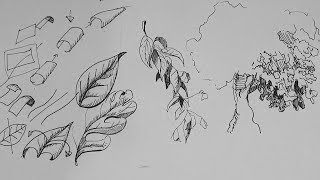 Pen and Ink Drawing Tutorials  How to draw a leaf and leaves [upl. by Harrison]