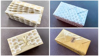 4 Easy Gift Wraps for Christmas  DIY Gift Packing Idea  Rectangle Box Gift Wrap giftwrapping [upl. by Aniretak175]