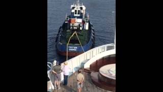 1  Local tug preparing to tow us through Corinth Canal [upl. by Mose794]