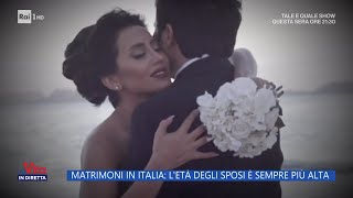 Matrimoni in Italia letà degli sposi è sempre più alta  La Vita in diretta  13102023 [upl. by Wagoner272]