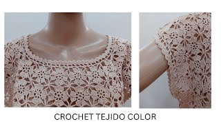 BLUSA A CROCHET TUTORIALCAMISETA A GANCHILLOBLUSA CALADA A CROCHETBLUSA SIN COSTURA A CROCHET [upl. by Nrevel]