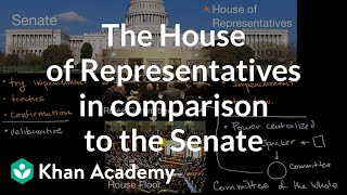 The House of Representatives in comparison to the Senate  US government and civics  Khan Academy [upl. by Eileme]