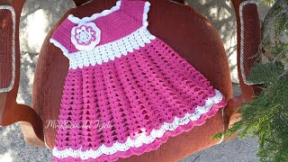 Vestido Bebe Crochet Lila y Blanco Tutorial Paso a Paso Bien Explicado [upl. by Nairda]