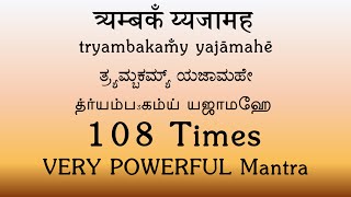 Tryambakam Yajamahe  108 times  Very Powerful Mantra  Yajur Veda  Sri K Suresh [upl. by Intruoc]