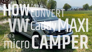 WV Caddy camper conversion • from 7 SEATS to DOUBLE BAD [upl. by Thilda]