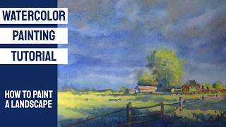 Watercolor Painting  Tutorial How to Paint Landscape [upl. by Odlanor254]