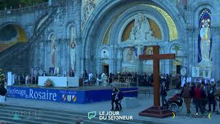 Adoration eucharistique pèlerinage du Rosaire en direct de Lourdes le 081021 [upl. by Balsam]